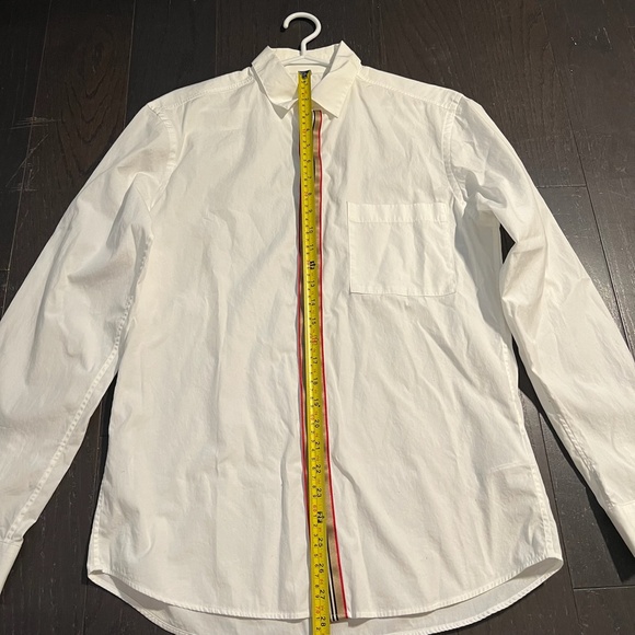 BURBERRY mens white icon stripe placket stretch cotton poplin shirt MEDIUM - Picture 4 of 10